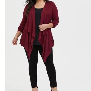 Torrid Size 5x Red Wine Drape Front Cardigan